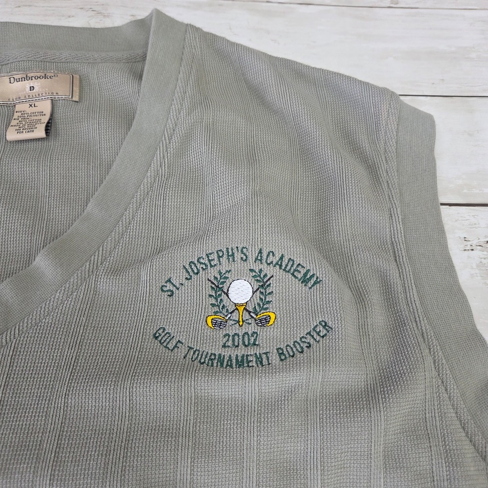 VTG Dunbrooke Mens XL Sage Green Golf Sweater Vest St Josephs Academy 2002 - Picture 5 of 10